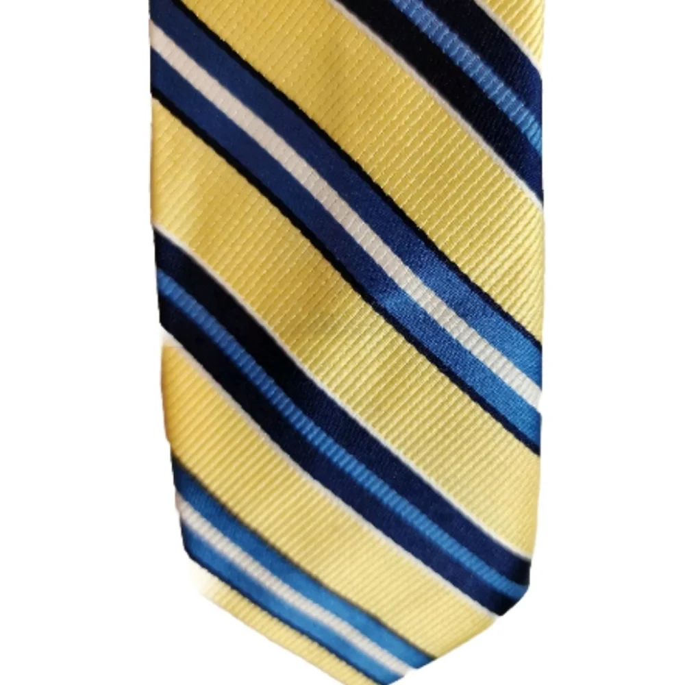Boys Clip On Neck Tie in Yellow Stripe New Without Tags